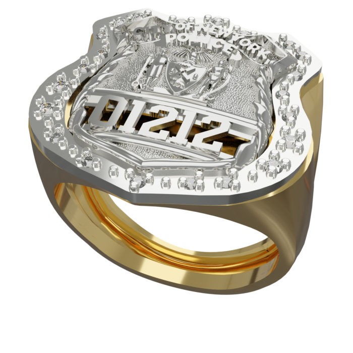 Mens NYPD PO Shield Ring Surrounded by Diamonds 3