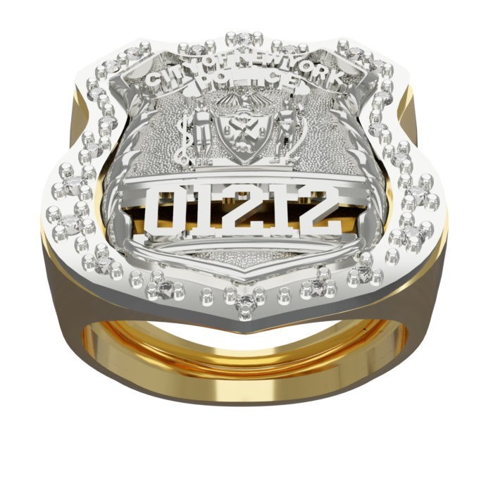 Mens NYPD PO Shield Ring Surrounded by Diamonds 2