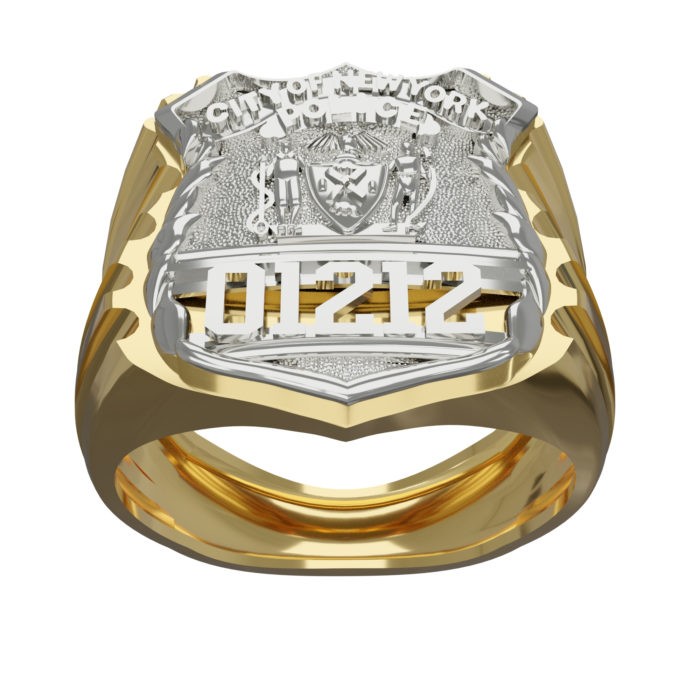 Mens NYPD PO Ribbed Shape of the Shield Ring 2