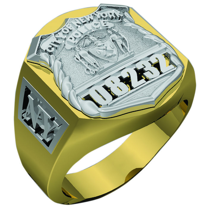 Mens NYPD PO Deep Carved Ring Accented Sides 1