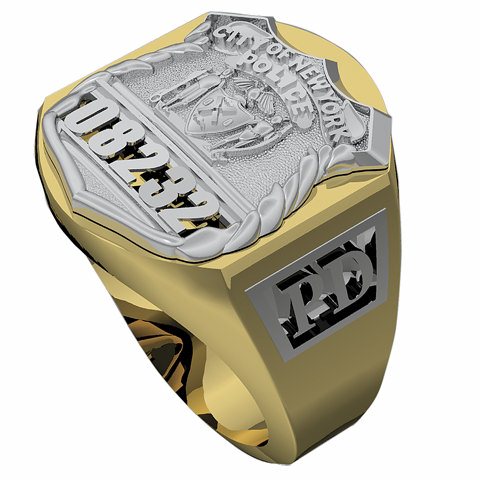 Mens NYPD PO Deep Carved Ring Accented Sides 2
