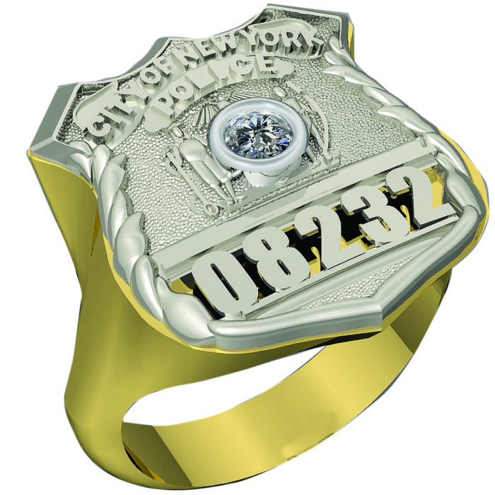 Womens NYPD PO Shield Ring Small Diamond Center Stone 1