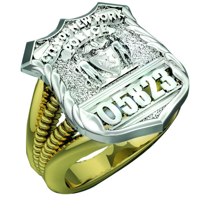Womens NYPD PO Shield Ring Ribbed Delicate Side Design 1