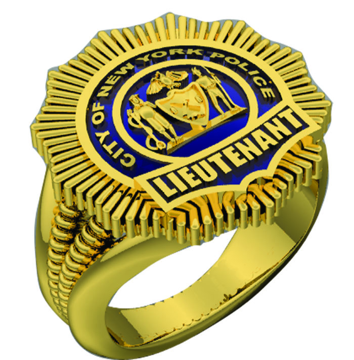 Womens NYPD Lieutenant Ribbed Split Shank Ring 1