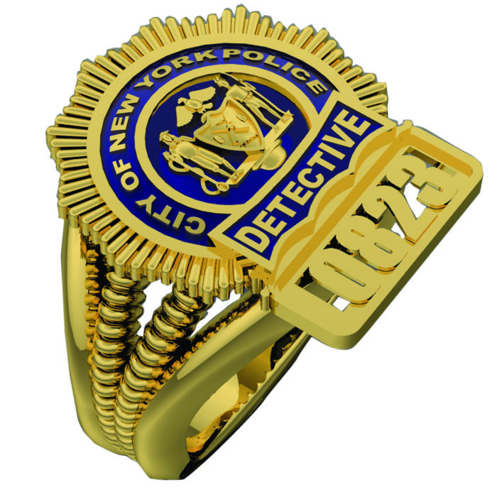 Womens NYPD Ribbed Split Shank Ring 1