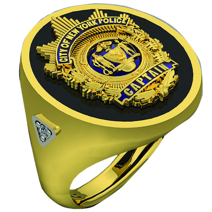 Mens NYPD Captain Ring with Diamond Accent 1