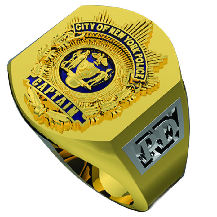 Mens NYPD Captain Deep Carved Shield Ring 1