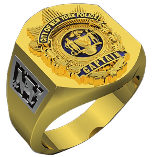 Mens NYPD Captain Deep Carved Shield Ring 2