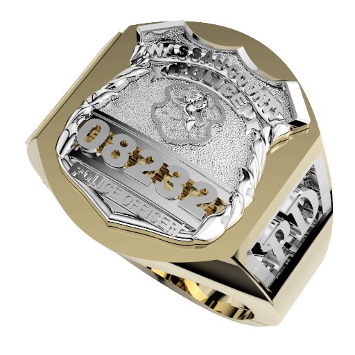 Mens Nassau County PD PO Deep Carved Ring Accented Sides 1