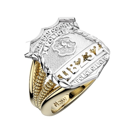 Womens Nassau County PD PO Shield Ring Ribbed Delicate Side Design 1