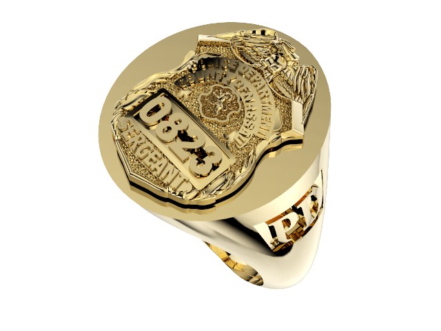 Mens Nassau County PD Sergeant Deep Carved Oval Ring 1