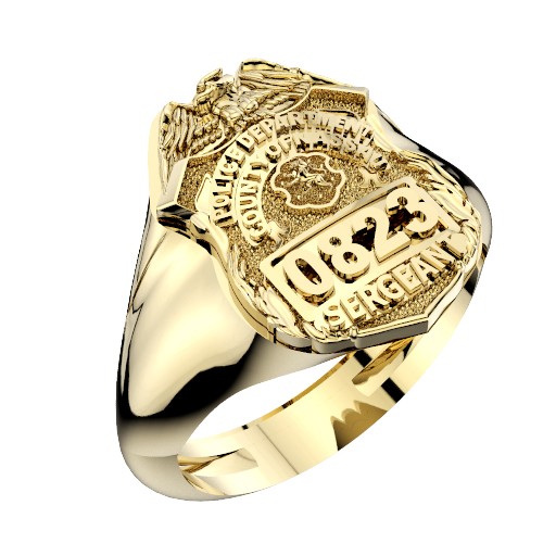 Mens Nassau County PD Sergeant Shape of the Shield Ring 1