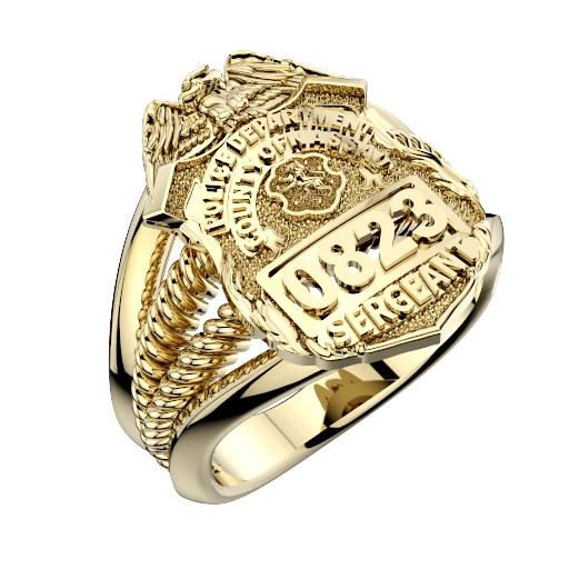 Womens Nassau County PD Sergeant Shield Ring Ribbed Delicate Side Design 1