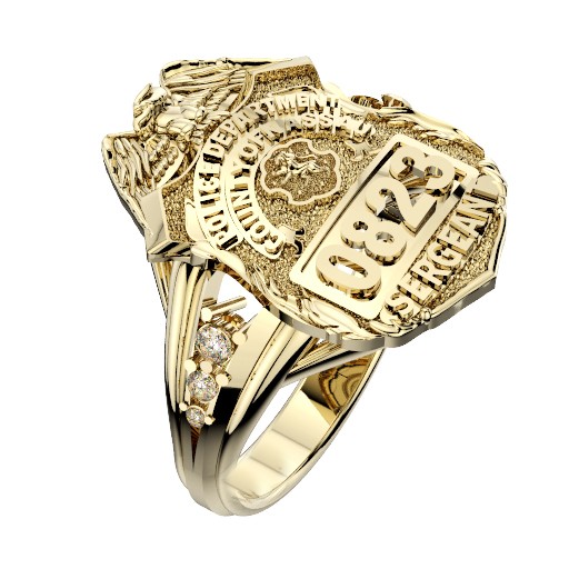 Womens Nassau County PD Sergeant Shield Ring Delicate Side Diamond Accents 1