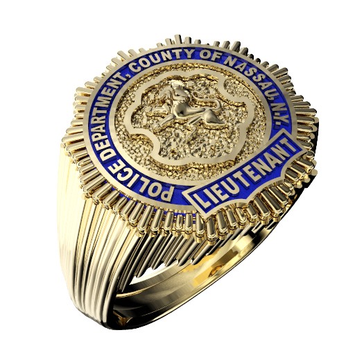 Mens Nassau County PD Lieutenant Shield Ring 1
