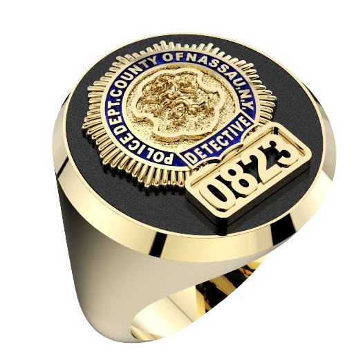 Mens Nassau County PD Detective Black ONYX Oval Ring 1