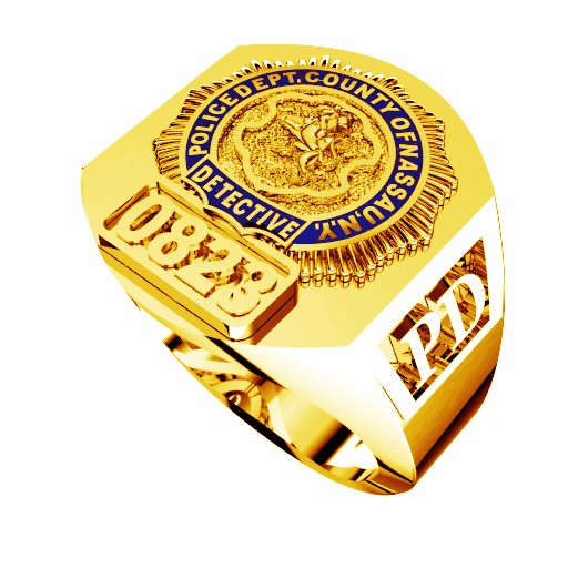 Mens Nassau County PD Detective Deep Carved Ring 1