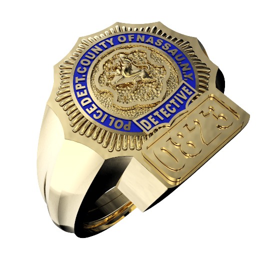 Mens Nassau County PD Detective Shield Ring 1