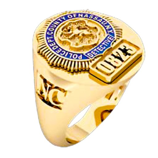 Mens Nassau County PD Detective Deep Cut Oval Ring 1