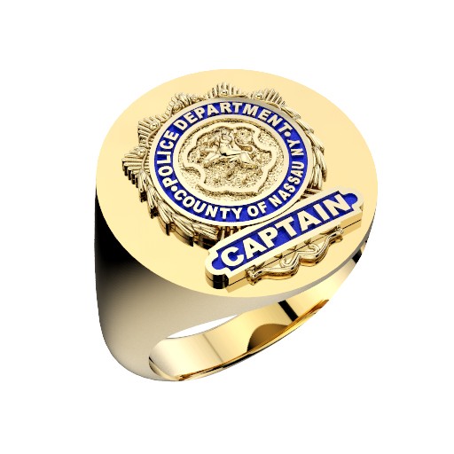 Mens Nassau County PD Captain Oval Signet Shield Ring 1