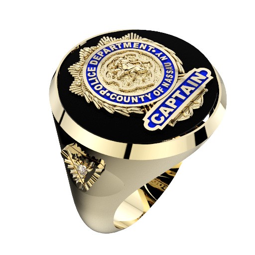 Mens NCPD Captain Ring with Side Diamond 1