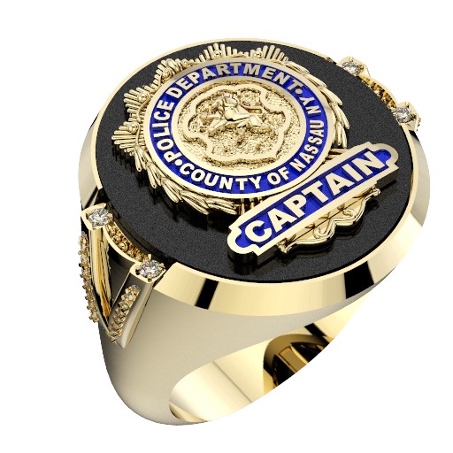 Mens NCPD Captain Ring with Diamonds 1