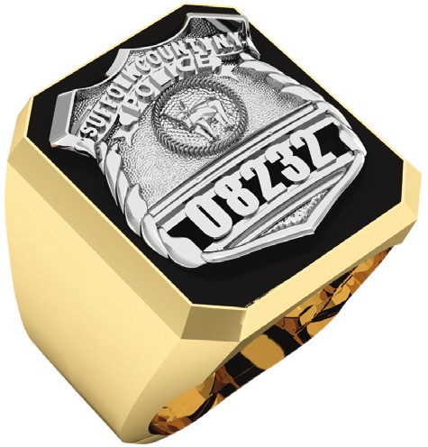 Mens Suffolk County PD PO Black ONYX Rectangle Ring 1