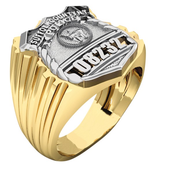 Mens Suffolk County PD PO Ribbed Shape of the Shield Ring 1
