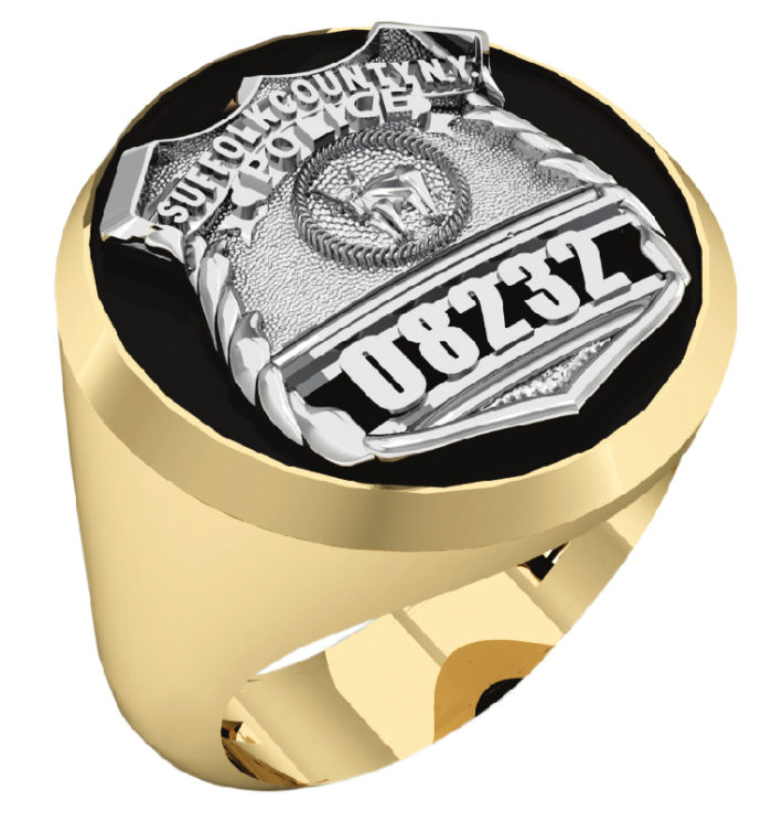 Mens Suffolk County PD PO Black ONYX Oval Ring 1