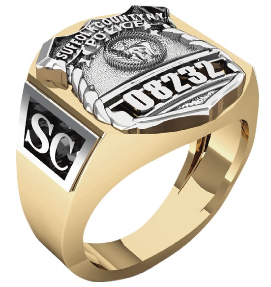 Mens Suffolk County PD PO Deep Carved Ring Accented Sides 1