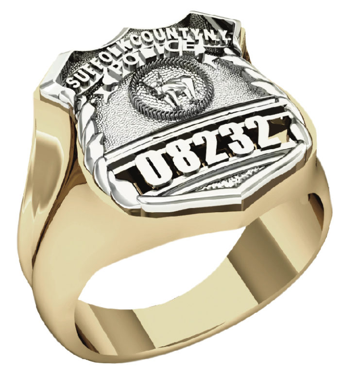 Mens Suffolk County PD PO Shape of the Shield Ring 1