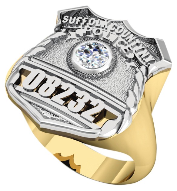 Womens Suffolk County PD PO Shield Ring CZ Center Stone 1