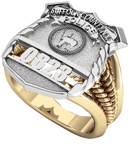Womens Suffolk County PD PO Shield Ring Ribbed Delicate Side Design 1
