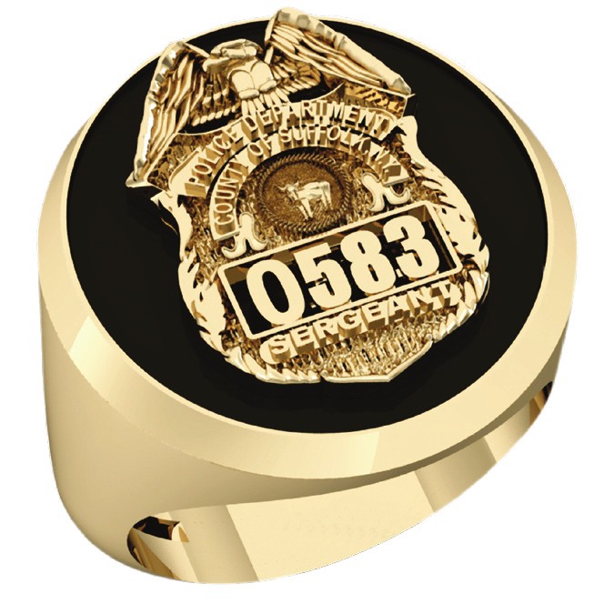 Mens Suffolk County PD Sergeant Shield Black ONYX Oval Ring 1