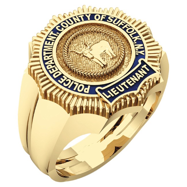 Mens Suffolk County PD Lieutenant Shape of the Shield Ring 1