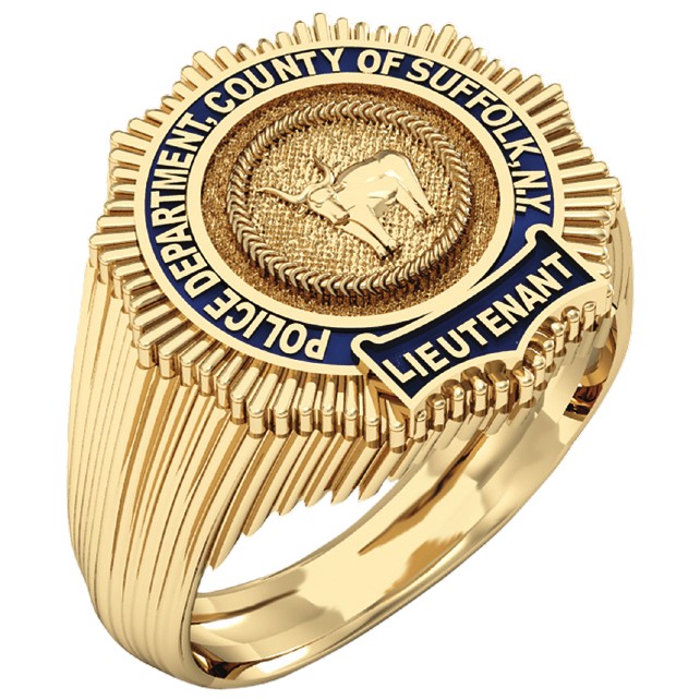 Mens Suffolk County PD Lieutenant Shield Ring 1