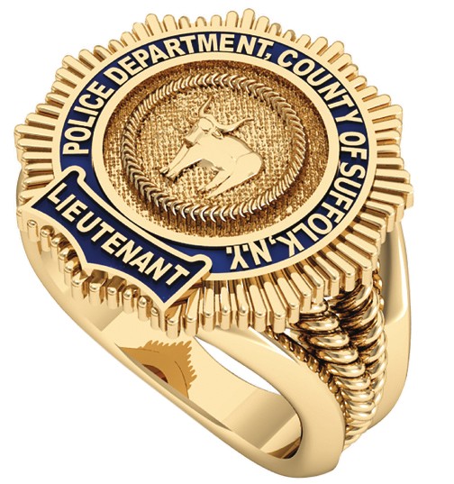Womens Suffolk County PD Lieutenant Ribbed Split Shank Ring 1