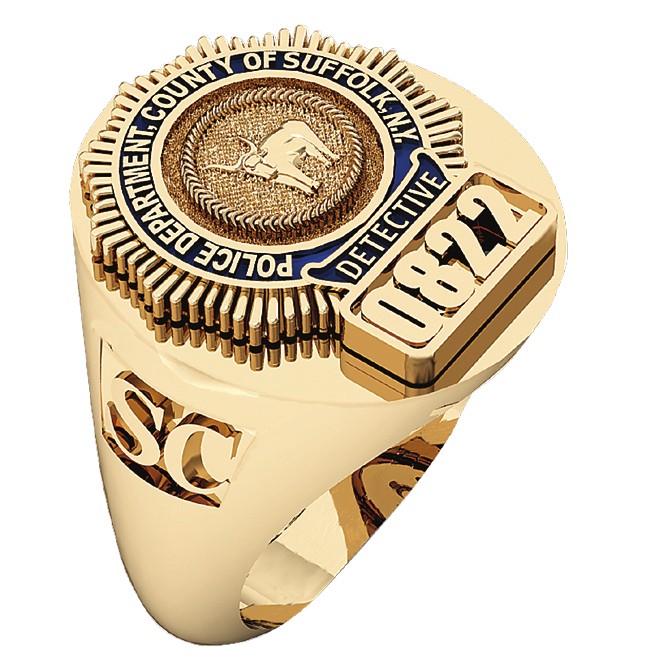 Mens Suffolk County PD Detective Deep Cut Oval Ring 1