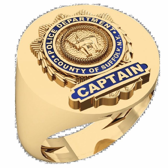 Mens Suffolk County PD Captain Oval Signet Shield Ring 1