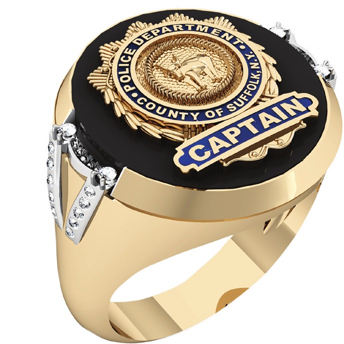 Mens SCPD Captain Ring with Side Diamonds 1