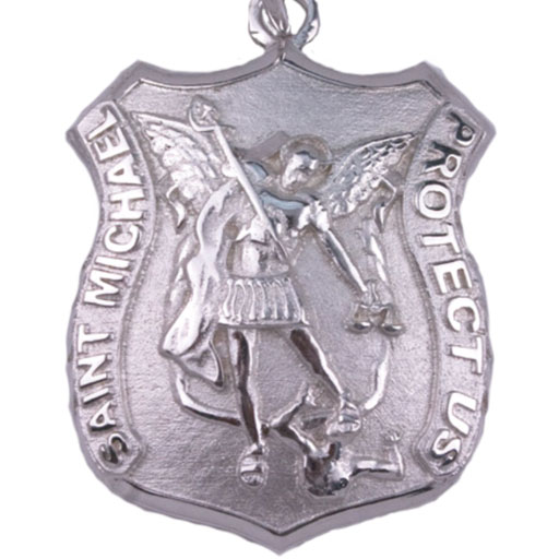 Saint Michael Sterling Silver Pendant with Winged Wheel 1