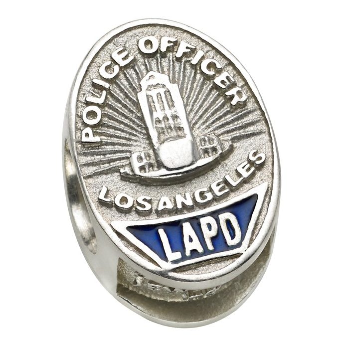 LAPD Police Officer Shield Charm - Fits Pandora Bracelet - Sterling Silver 1
