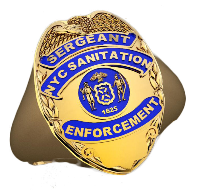 DSNY Enforcement Sergeant Shape of the Shield Ladies Ring 1