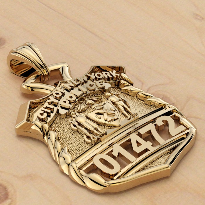 NYPD Police Officer Pendant  - Nickel Size 3