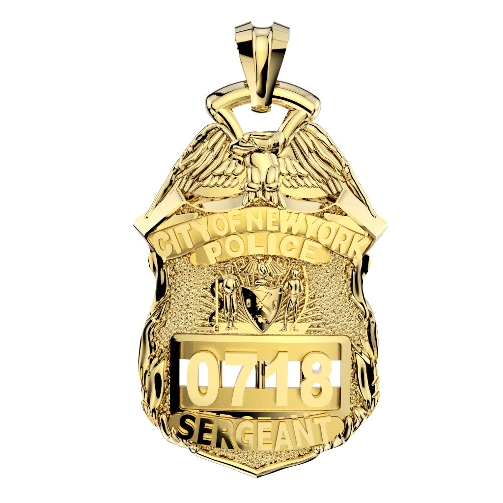 14k Yellow Gold New York Police Pendant 
