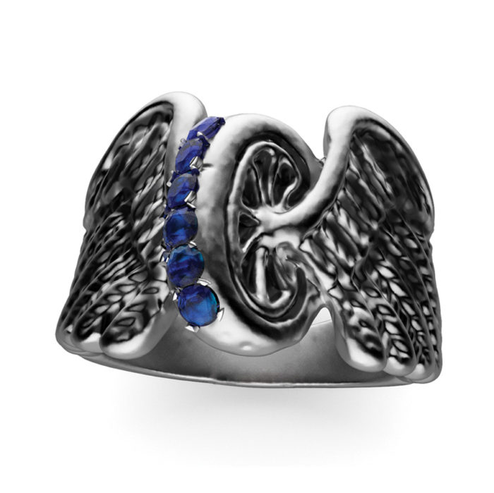 Multi-Stone Sterling Silver Winged Wheel Ring 2