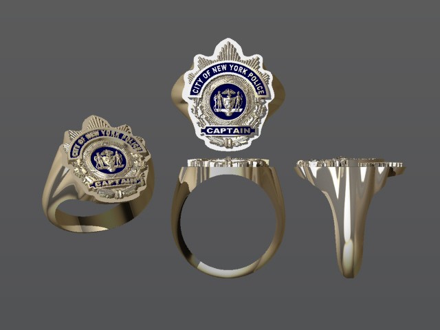 Mens NYPD Captain Nickel Size Shape of the Shield Ring 2