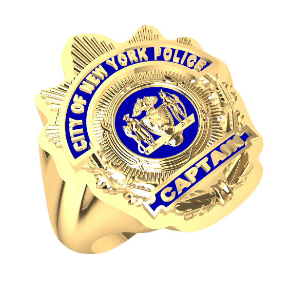 Mens NYPD Captain Nickel Size Shape of the Shield Ring 1