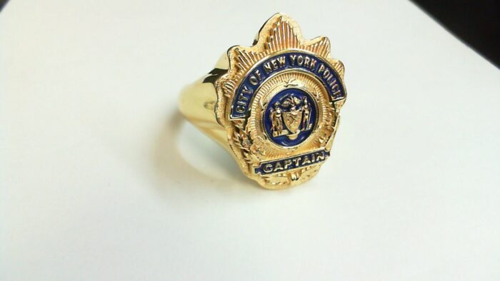 Mens NYPD Captain Nickel Size Shape of the Shield Ring 3