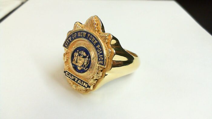 Mens NYPD Captain Nickel Size Shape of the Shield Ring 5